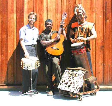 Bata-Boom.  Left to right: Mika Scott, Ken Okulolo and Brian Carter