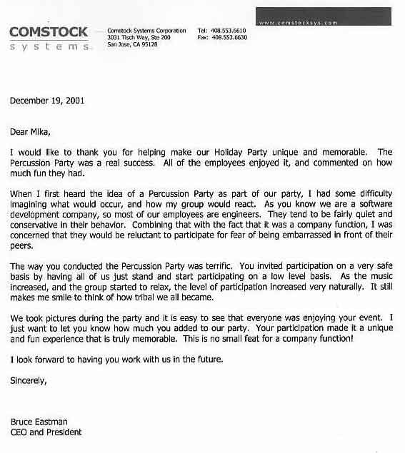 Comstock Systems Letter of Reference